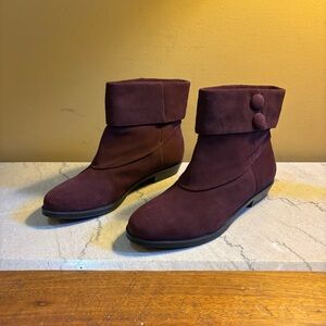 Naturalizer Voyage Maroon Suede Leather Ankle Boots Womens Size 10M